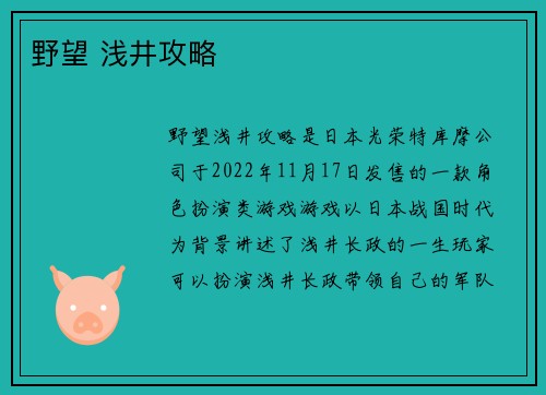 野望 浅井攻略